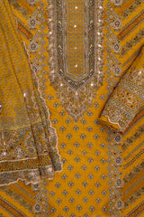 Crepe Unstitched Suit With Chinon Dupatta
