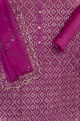 Chinon Unstitched Suit And Dupatta With Sequence Work