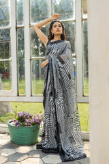 Net Embroidered Saree With Sequence Work