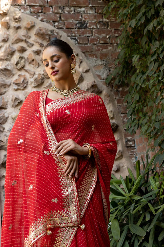 Georgette Embroidered Saree With Gotta Patti & Sequence Work