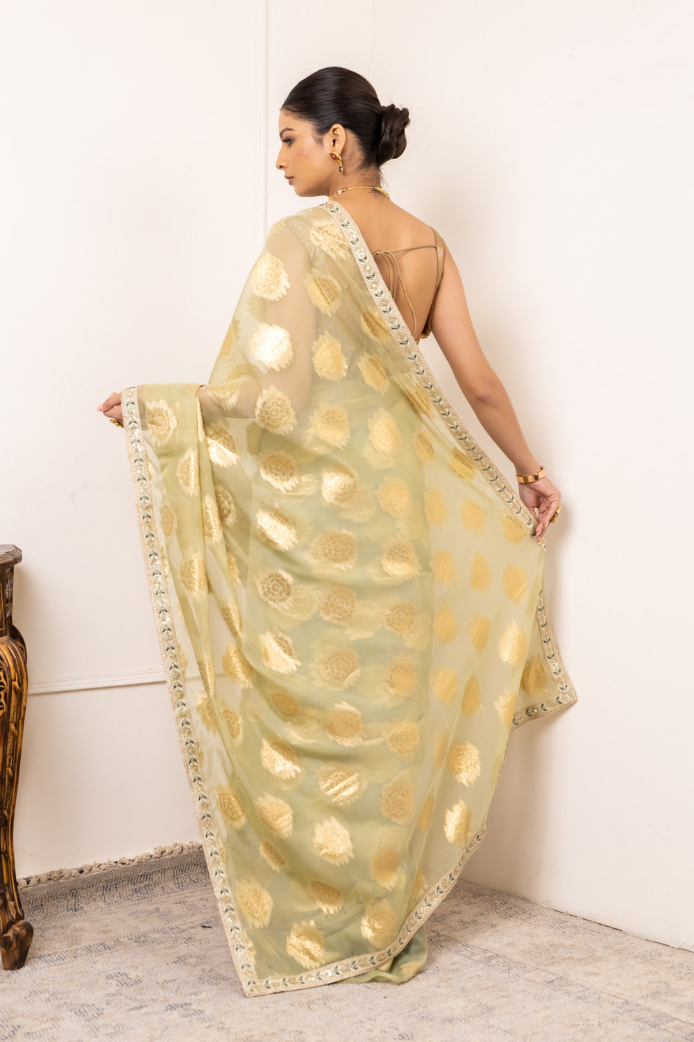 Organza Embroidered Saree With Sequence Work