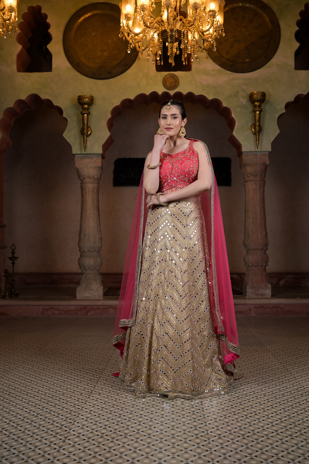 Georgette Mirror Sequence Saree With Stitched Blouse