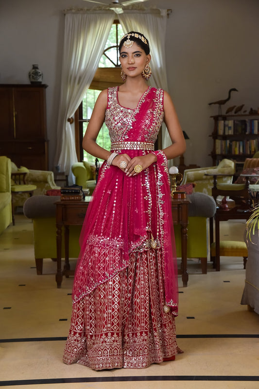 Georgette Lehenga Set With Readymade Blouse