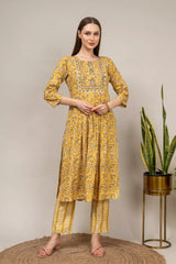 Cotton Kurti And Pant With Gotta Patti & Sequence Work