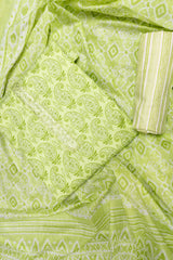 Cotton Unstitched Suit And Dupatta With Floral Print