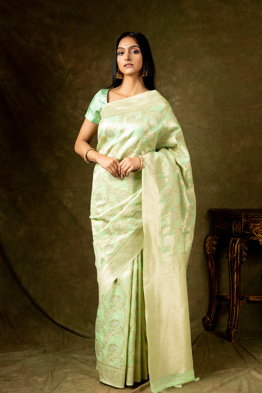 Panna Sarees-Chanderi Cotton Woven Zari Saree