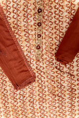 Cotton Unstitched Suit And Dupatta With Swarovski Work