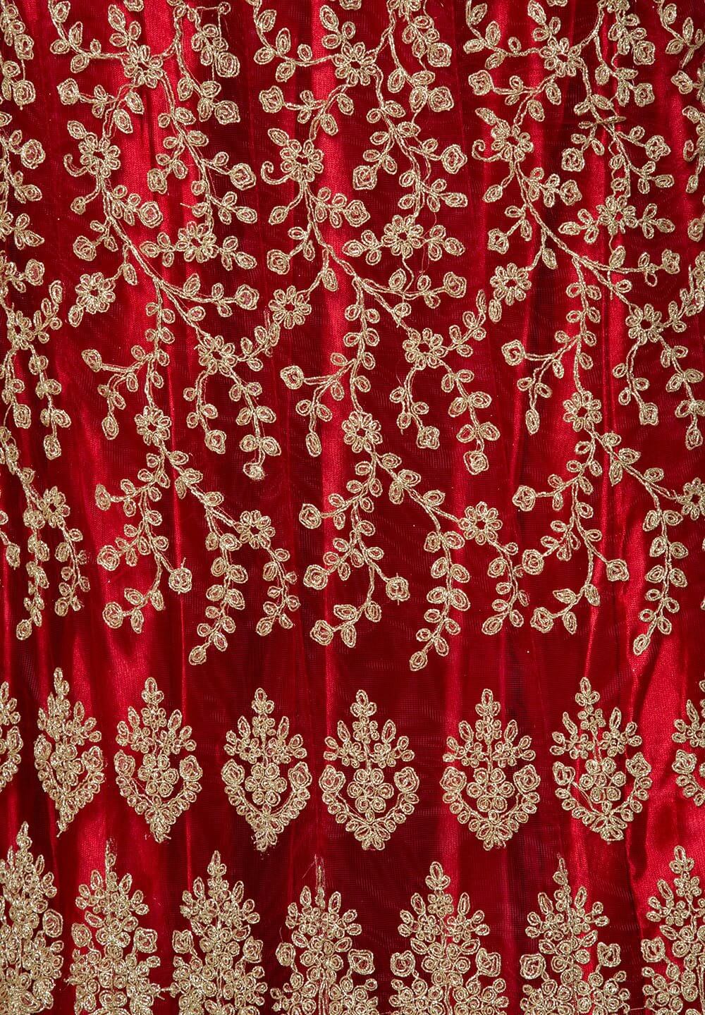 Embellished & Embroidered Net Lehenga Set With Net Dupatta freeshipping - Panna Sarees