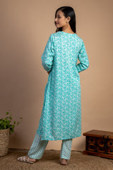 Cotton Kurti And Pant With Sequence Work