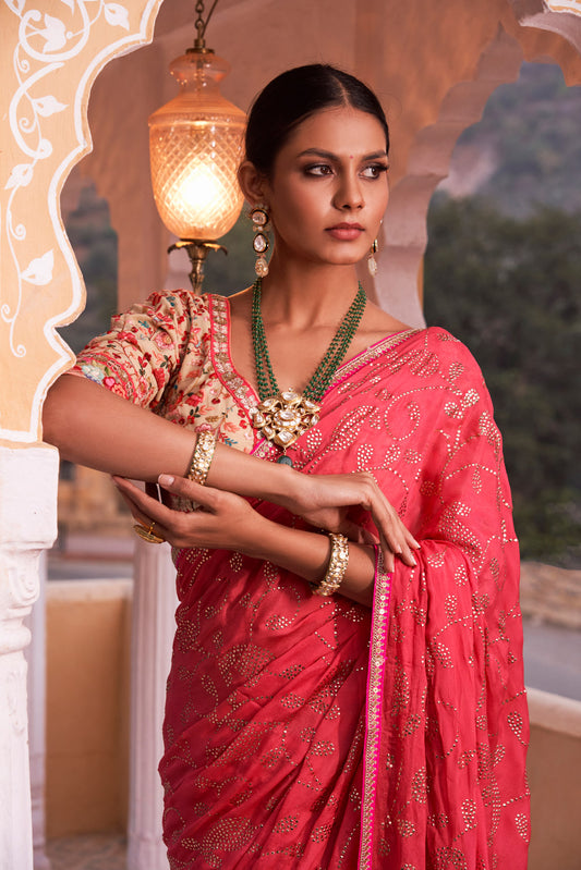 Buy Pink Sarees for Women by REBOOT FASHIONS Online | Ajio.com