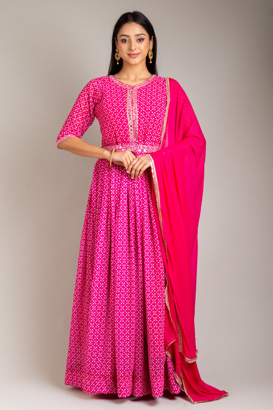 Georgette Floor Length Readymade Suit With Chiffon Dupatta