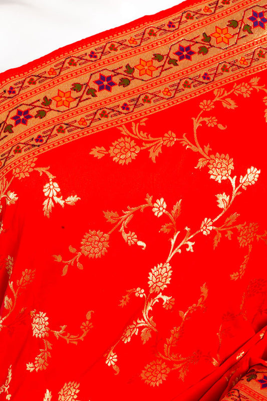 Original Banarasi Woven Zari Saree With Phulkari Work