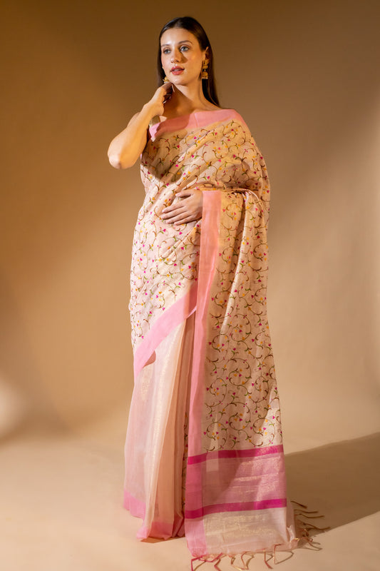 Cotton Woven Embroidered Saree