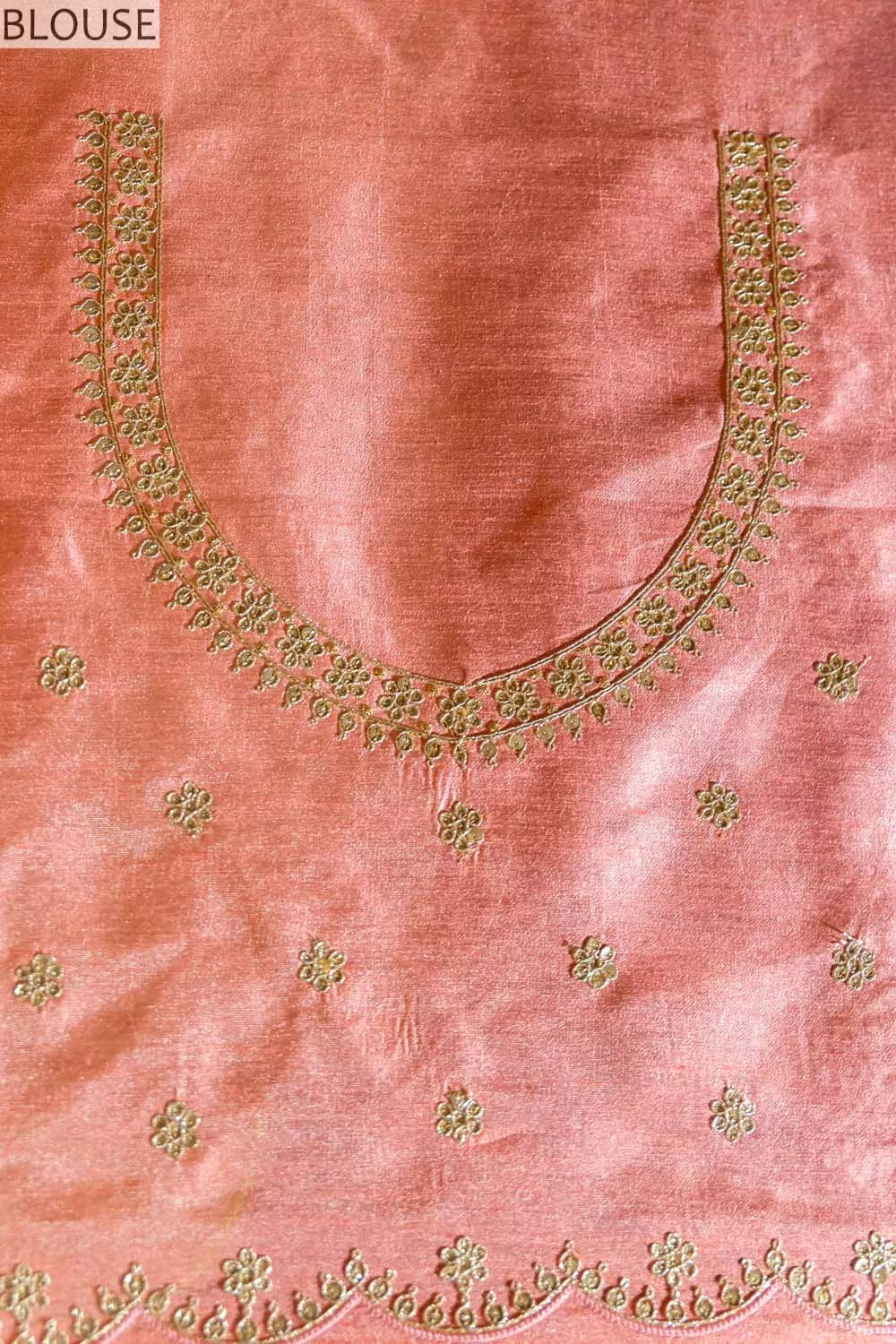 Organza Embroidered Saree With Zari Thread