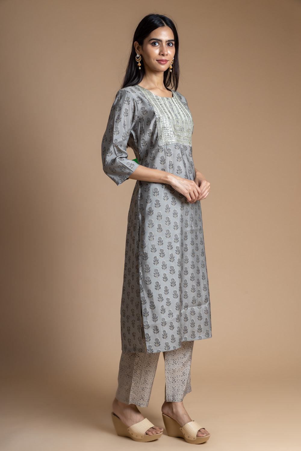 Cotton Kurti And Pant With Gotta Patti, Mirror Work & Sequence Work